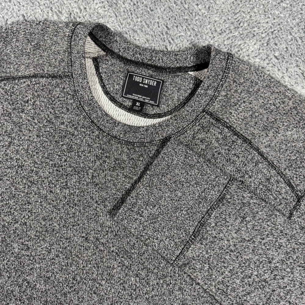 Todd Snyder Thermal Crewneck Mens XL Gray Salt and Pepper Crewneck Pullover